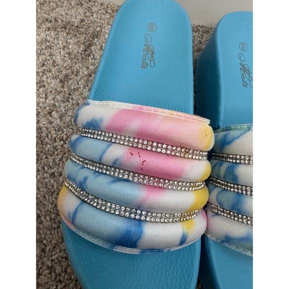 Vintage Y2K Abata Blue Tie-Dye Slides – Women's 6 – New in Box - Picture 2 of 7
